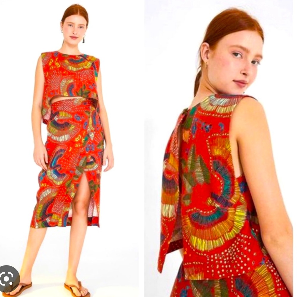 Farm Rio Carnaval Open Back Cropped Top